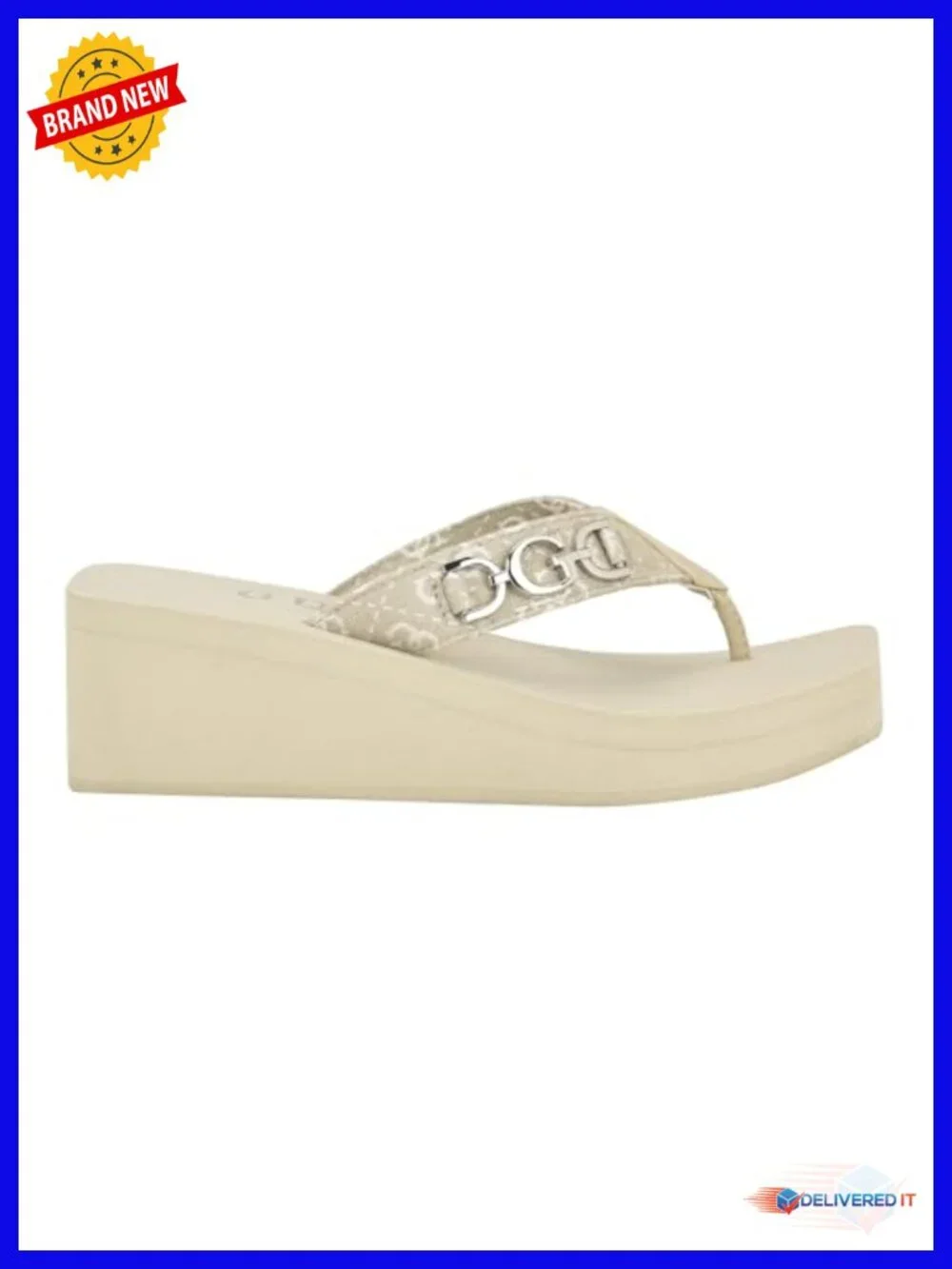 Wedge Sandals with G Chain Logo Detail Foam Platform Slip On
